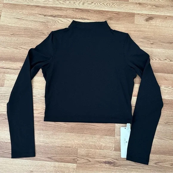 CRZ Yoga Women’s Cropped Long Sleeves Mock Turtleneck Top Black Size XL NWT - Picture 6 of 6